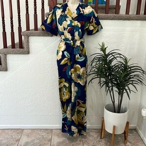 Zara Floral Jumpsuit in Blue and Green